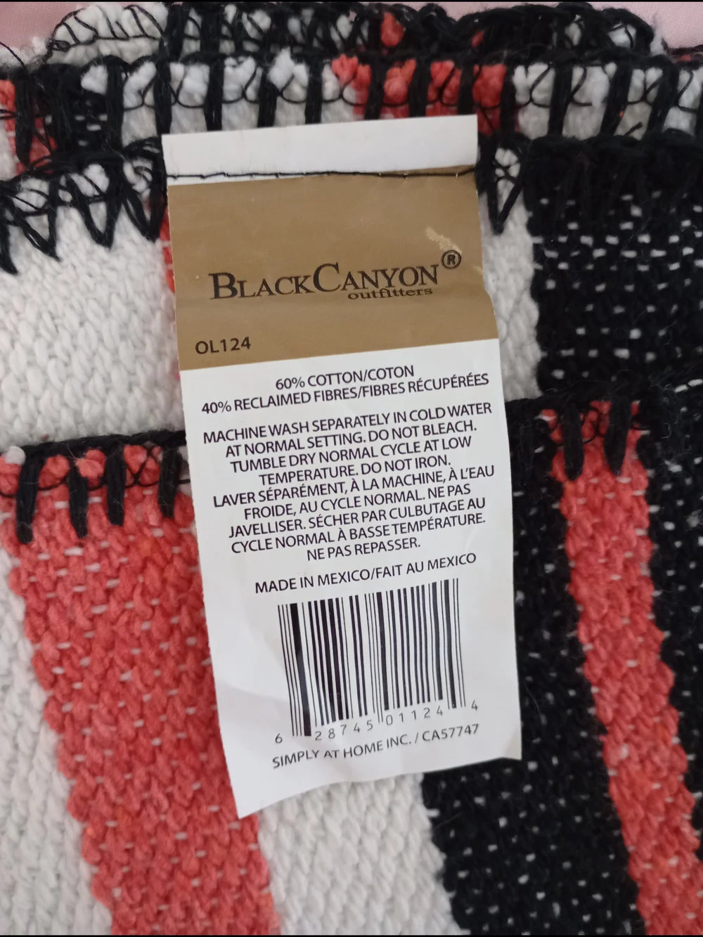 Black Canyon Outfitters Throw Blanket Mexican Falsa White Fringed 74